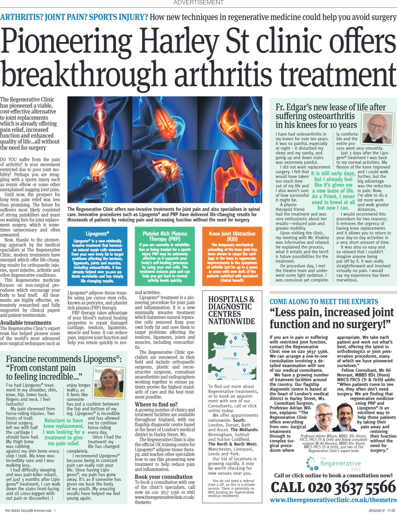 Pioneering Harley St clinic offers breakthrough arthritis treatment
